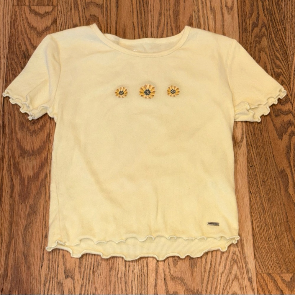 Hollister Must-Have Collection Baby Tee - Pale Yellow Sunflower - XXS
